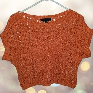 ZARA Burnt Orange Knit Short-Sleeve Sweater Size M